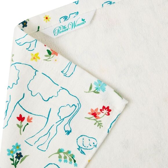 Pioneer Woman Farm Animals Kitchen Towels 3-pc Embroidered 16"W x 28"L Gift NEW - Picture 7 of 8